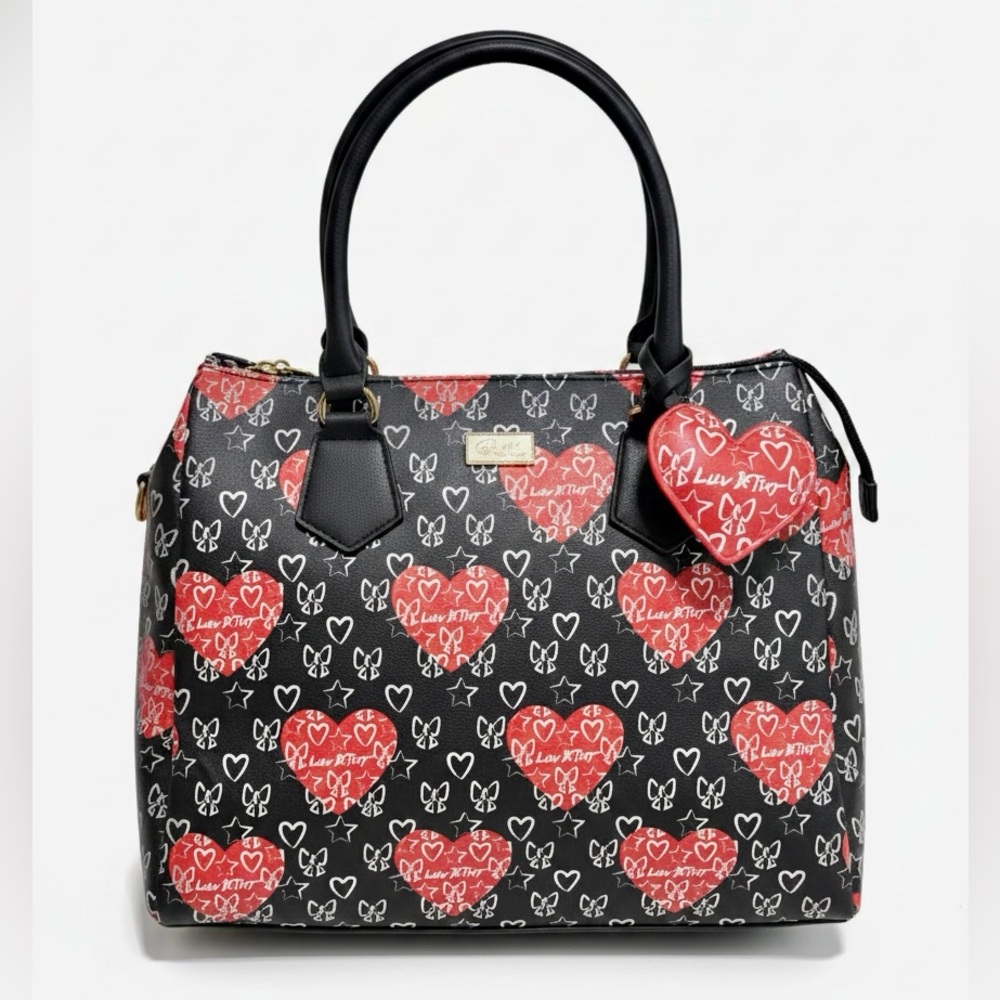 Betsey Johnson Red Quilted Satchel – extra Large Weekender Bag - Picture 2 of 10